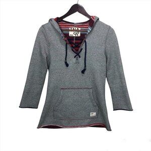 Aritzia TNA Grey Vneck Hooded Sweater Size XS Comfy Casual Cozy Neutral